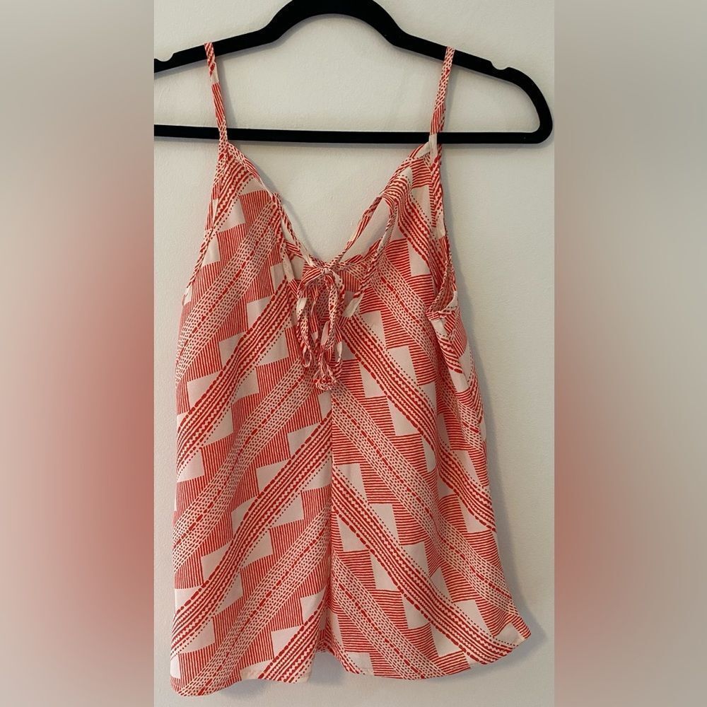 Boho Tank Top, Orange and White Geometric Pattern, Charlotte Russe, Size M - Picture 2 of 5